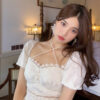 White Skirt First Love Retro Tunic Square Neck Halter Dress