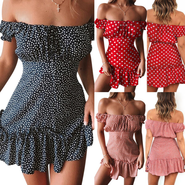 Floral Dress - Tube top shoulder dress