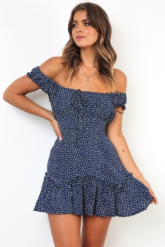 Floral Dress - Tube top shoulder dress