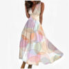 Digital Printing Women V-neck Sleeveless Maxi Dress
