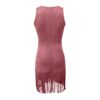 Women's Western Style Vest Dress - V-Neck Button Front Mini Dress With Fringe Detail Summer Wear