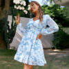 Printed Skirt Rustic Wrap Bust Commuter Fashion Dress