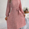 Women's Long-sleeved Floral Print Pleated Skirt