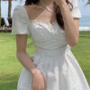 White Skirt First Love Retro Tunic Square Neck Halter Dress