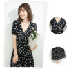 Women's Vintage Floral Dress White Floral V-neck