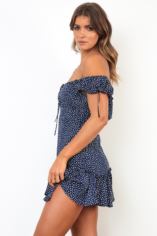Floral Dress - Tube top shoulder dress