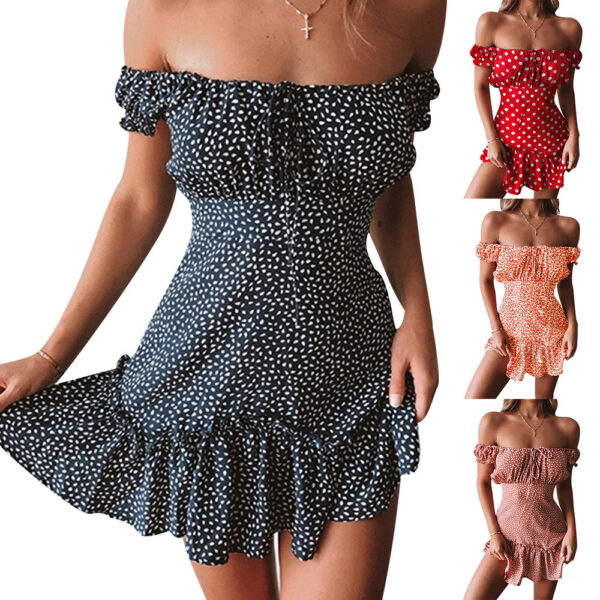 Floral Dress - Tube top shoulder dress