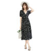 Women's Vintage Floral Dress White Floral V-neck