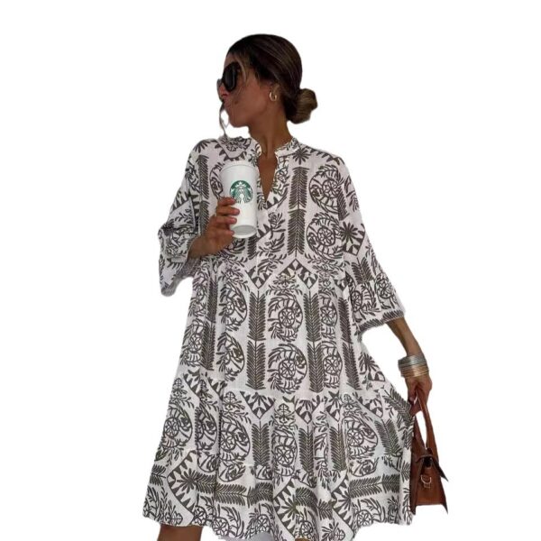 Autumn Casual Print Vacation Loose Dress