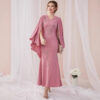 Embroidered Slim Bat Sleeve Sheath Dress