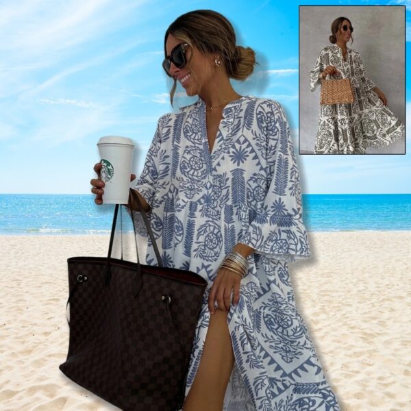 Autumn Casual Print Vacation Loose Dress