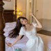 White Skirt First Love Retro Tunic Square Neck Halter Dress