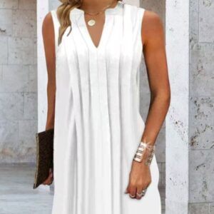 Women's Solid Color Temperament V-neck Vest Dress
