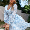 Printed Skirt Rustic Wrap Bust Commuter Fashion Dress