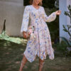 Printed Skirt Rustic Wrap Bust Commuter Fashion Dress