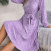 Women's Long-sleeved Floral Print Pleated Skirt